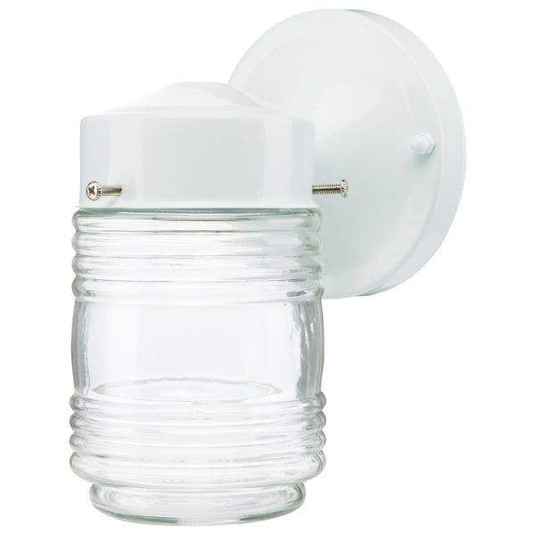 Nuvo Lighting 1-Light 6-Inch Porch Wall Fixture, White Mason Jar with Clear Glass 60/112 - main